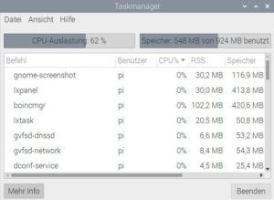 Abbildung 3: Achtung: Dauerhaft hohe CPU-Auslastung beim RasPi führt zur Überhitzung, auch schon beim RasPi 3.