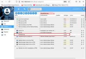 Abbildung 4: Es gibt in IO-Broker eine ganze Reihe von Adaptern zu Visualisierung. Einige, wie der hier verwendete, erfordern eine Registrierung.