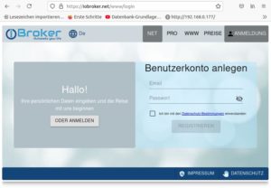 Abbildung 5: Ein Konto auf der IO-Broker-Webseite legen Sie mit wenigen Daten an.