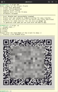 Abbildung 5: Zum Einrichten des Zugangs auf mobilen Geräten erstellen Sie mit <code>pivpn qrcode</code> einen QR-Code, den Sie mit der entsprechenden Smartphone-App nur abfotografieren müssen.