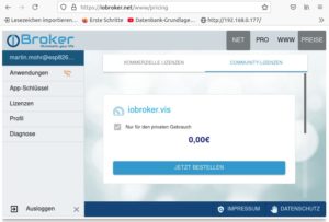 Abbildung 6: Für eine einfache Visualisierung genügt eine Community-Lizenz, die Sie über die IO-Broker-Webseite anfordern.