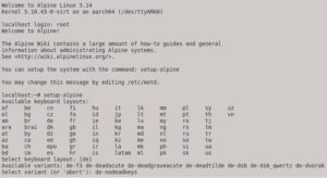 Abbildung 7: Mit dem Befehl <code>setup-alpine</code> starten Sie unter Alpine Linux das Einrichten des Servers.