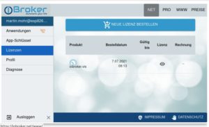 Abbildung 7: Den Schlüssel der Lizenz laden Sie herunter und hinterlegen ihn im lokalen IO-Broker.