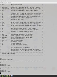 Abbildung 10: Zum Steuern im Skriptmodus meldet man sich via SSH beim RasPi der Kamera an.