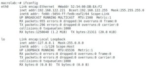 Abbildung 11: Via <code>ifconfig</code> ermitteln Sie die Adresse der virtuellen Maschine im Netzwerk.