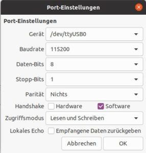 Abbildung 4: In den Port-Einstellungen legen Sie die individuellen Parameter f&uuml;r die Kommunikation mit der Firmware fest.