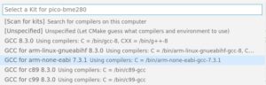 Abbildung 6: Vor dem Kompilieren gilt es, den passenden Compiler auszuw&auml;hlen &ndash; im vorliegenden Fall <span class="ui-element">arm-none-eabi-gcc</span>.