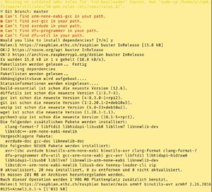 Abbildung 6: Ausgabe von <code>qmk setup</code> (Fortsetzung): 2 GByte Software aus Paketen installieren.