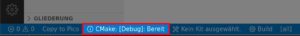 Abbildung 1: Den Debug-Modus aktivieren Sie in der Fu&szlig;zeile von Visual Studio Code.