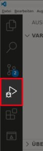 Abbildung 2: Durch einen Klick auf das Icon mit dem K&auml;fer schalten Sie in die Debug-Ansicht um.
