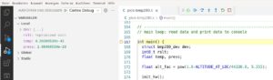Abbildung 4: Nach dem Start im Einzelschrittmodus stoppt das Programm bei der <code>main()</code>-Funktion.