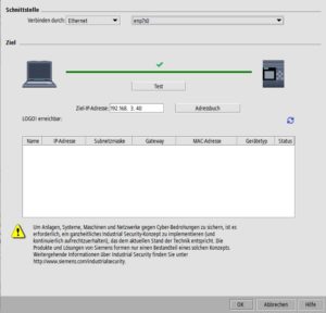 Abbildung 5: Um eine Software auf die Hardware hochzuladen, stellen Sie zuerst die Verbindung her.