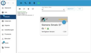 Abbildung 6: IO-Broker bringt einen passenden Adapter mit dem Namen <span class="ui-element">Siemens Siematic S7</span> mit.