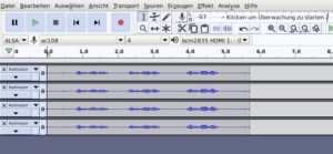 Abbildung 3: Audacity visualisiert die vier Kanäle.