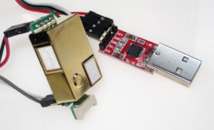 Abbildung 3: Der CO<sub>2</sub>-Sensor MH-Z19 mit Seriell-USB-Interface misst den Einfall von Infrarotlicht auf einen Detektor.
