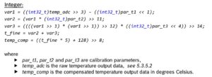 Abbildung 2: Berechnung der Sensorwerte. Das Bild zeigt nur Ausschnitte, die Formeln für den Luftdruck füllen eine ganze Seite.