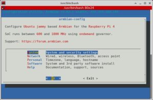 Abbildung 2: Für die Konfiguration des Systems und viele wichtige Einstellungen bringt Armbian ein eigenes Werkzeug mit.