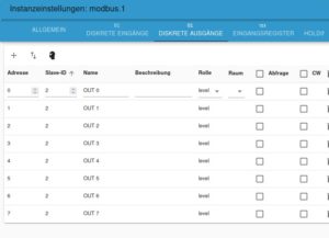 Abbildung 4: Definition der digitalen Ausg&auml;nge in den Instanzeinstellungen.
