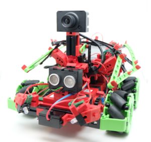 Abbildung 6: Der Omniwheels-Roboter mit verschiedenen Sensoren. Er veranschaulicht die Grundlagen des autonomen Fahrens.