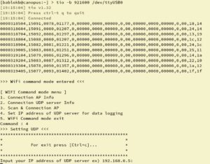 Abbildung 3: Vom SmartPower&nbsp;3 abgegriffene Messdaten im CSV-Format (oben) und Men&uuml; (unten).