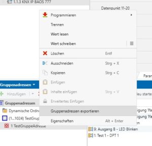 Abbildung 6: In diesem Kontextmen&uuml; der ETS exportieren Sie die Daten des Open-KNX-Adapters.