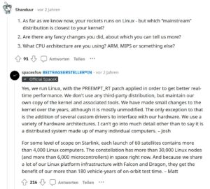 Abbildung 1: SpaceX vertraut ganz auf Linux mit PREEMPT_RT-Patch.