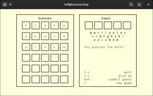 Abbildung 2: Für Wordle braucht es keine komplexen Grafiken oder Animationen. Daher gibt es inzwischen auch Wordle-Spiele für das Linux-Terminal.
