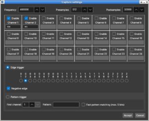 Abbildung 2: Die Messparameter lassen sich in LogicAnalyzer ausführlich konfigurieren.
