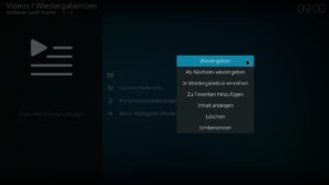Abbildung 5: Das Starten der Wiedergabeliste gelingt in Kodi per Mausklick.