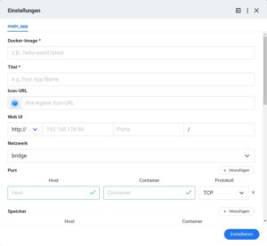 Abbildung 6: CasaOS bietet benutzerdefinierte Optionen zum Ausrollen von Apps an. Das verlangt allerdings etwas Hintergrundwissen über Docker.