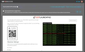 Abbildung 5: Die Installation auf dem ESP32 ist abgeschlossen. Neben den Logs zeigt die Seite auch den benötigten QR-Code.
