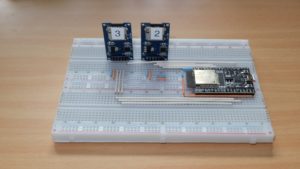Abbildung 2: Der ESP32-Testaufbau mit den zwei SD-Karten-Modulen.