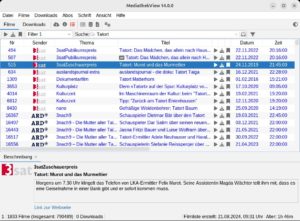Abbildung 1: Die Java-Anwendung Mediathekview bietet die Sendungen der öffentlich-rechtlichen Sender zum Download an und zeichnet deren Live-Streams auf.