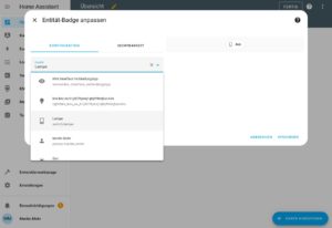 Abbildung 8: Hier fügen Sie die Lampe als neues Badge in das Dashboard ein.