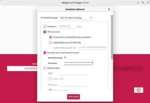 Abbildung 2: Bereits beim Schreiben des Images auf die SD-Karte aktivieren Sie SSH und setzen ein sicheres Passwort.
