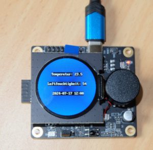 Abbildung 4: Ausgabe des Programms auf dem runden Display des Kits.