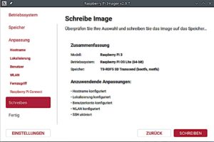 Abbildung 1: Im Raspberry-Pi-Imager hinterlegen Sie Schritt für Schritt unterschiedliche Informationen.